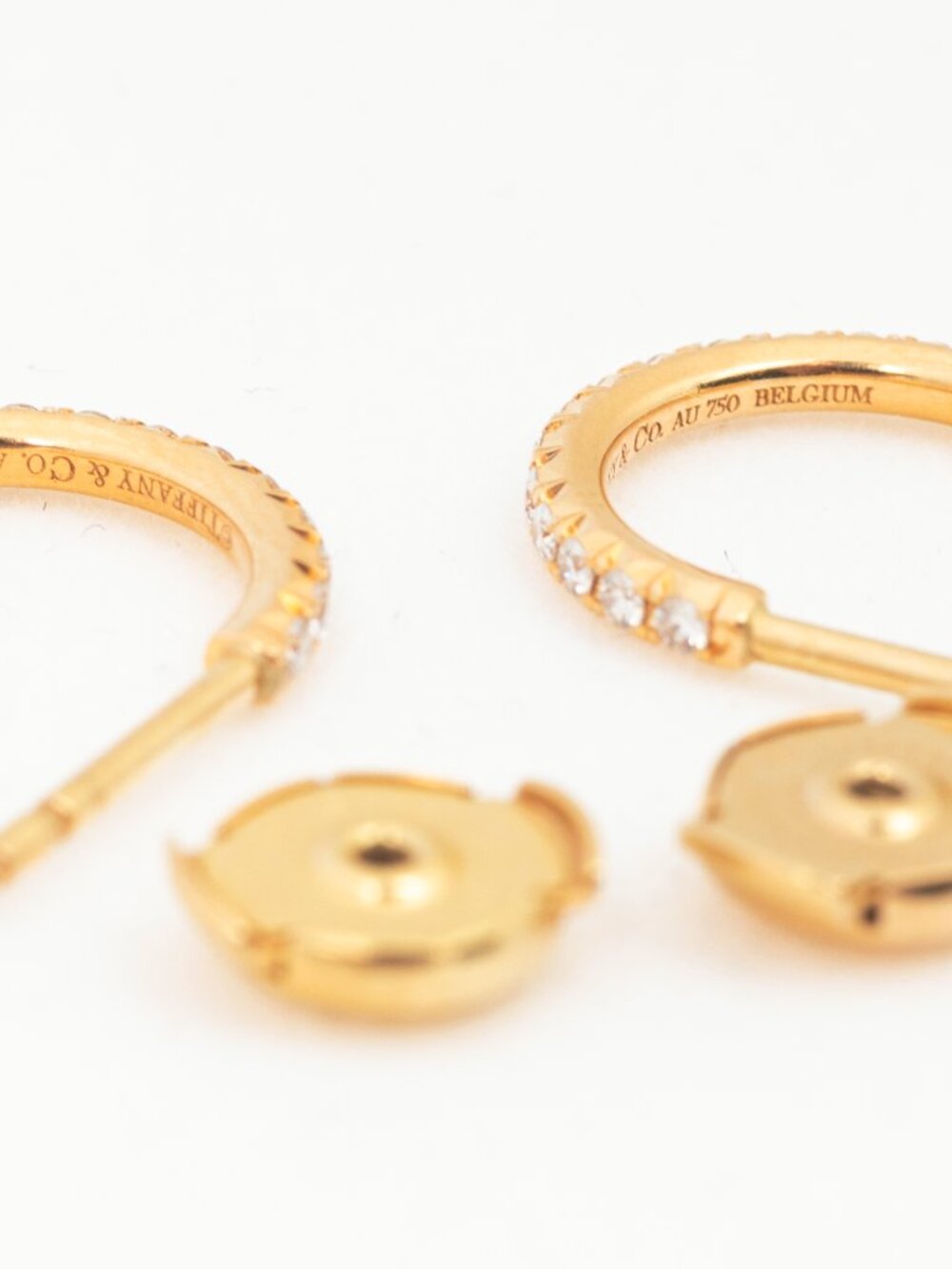 Tiffany & Co. Metro 18k Gold & Diamond Hoop Earrings - Picture 4 of 5